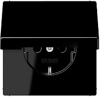 Розетка с заземлением без рамки Jung LS990 1-м. крышка шторки для IP44 черный картинка